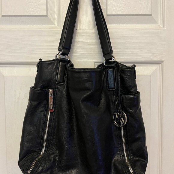 Michael Kors Handbags - Michael Kors Black Shoulder Bag with Zipper Accents - leather.